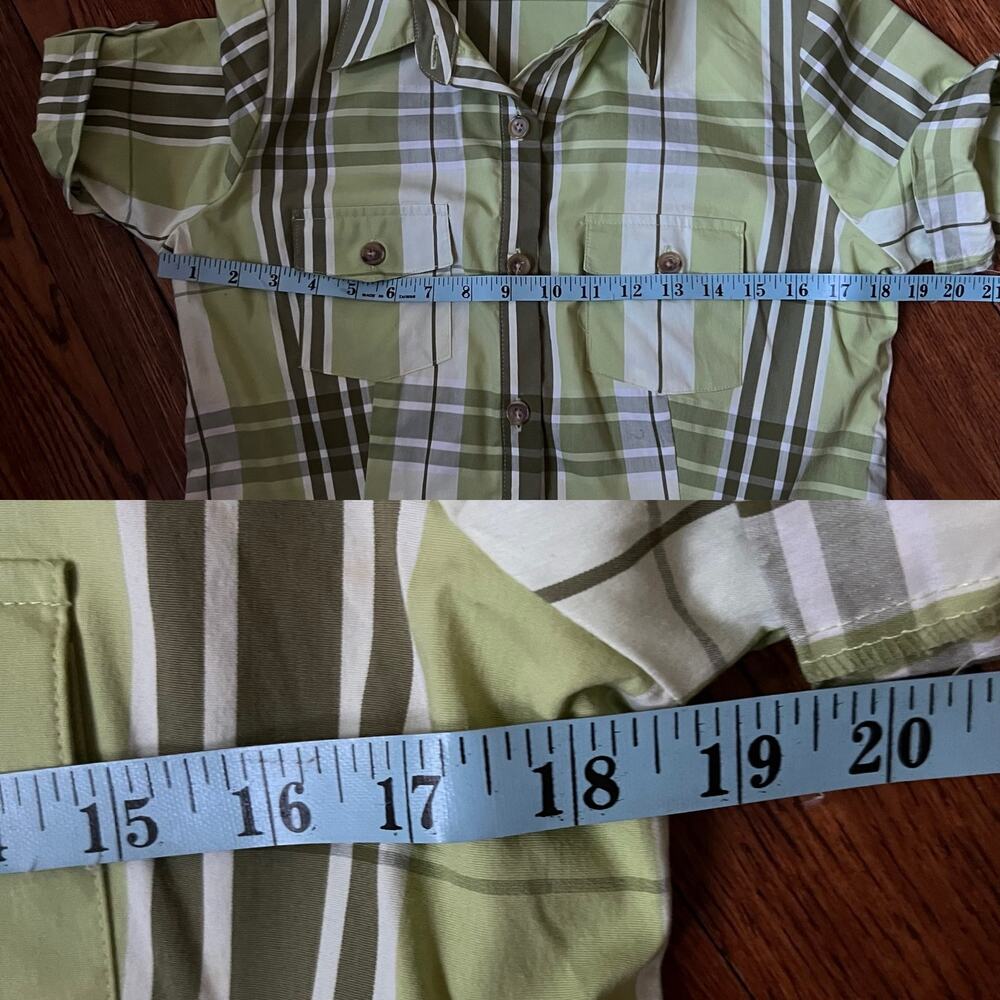 Vintage Jaclyn Smith Button Up Shirt M Green Plaid Short Sleeves Casual Prep 90s - Picture 14 of 17